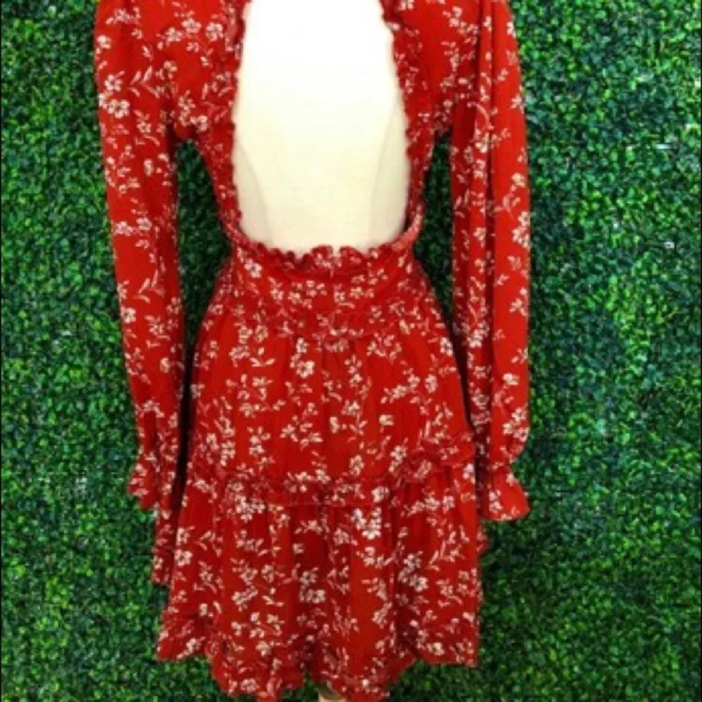 ✨2xHP✨Flounce Sleeve Backless Frill Floral Dress✨ Red Size XS - Image 7