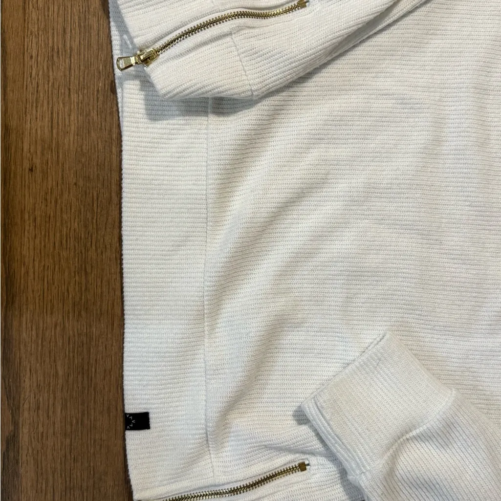 Varley  Huntly Size Zip Ivory Cowl Neck Sweater- Size Medium - Image 7