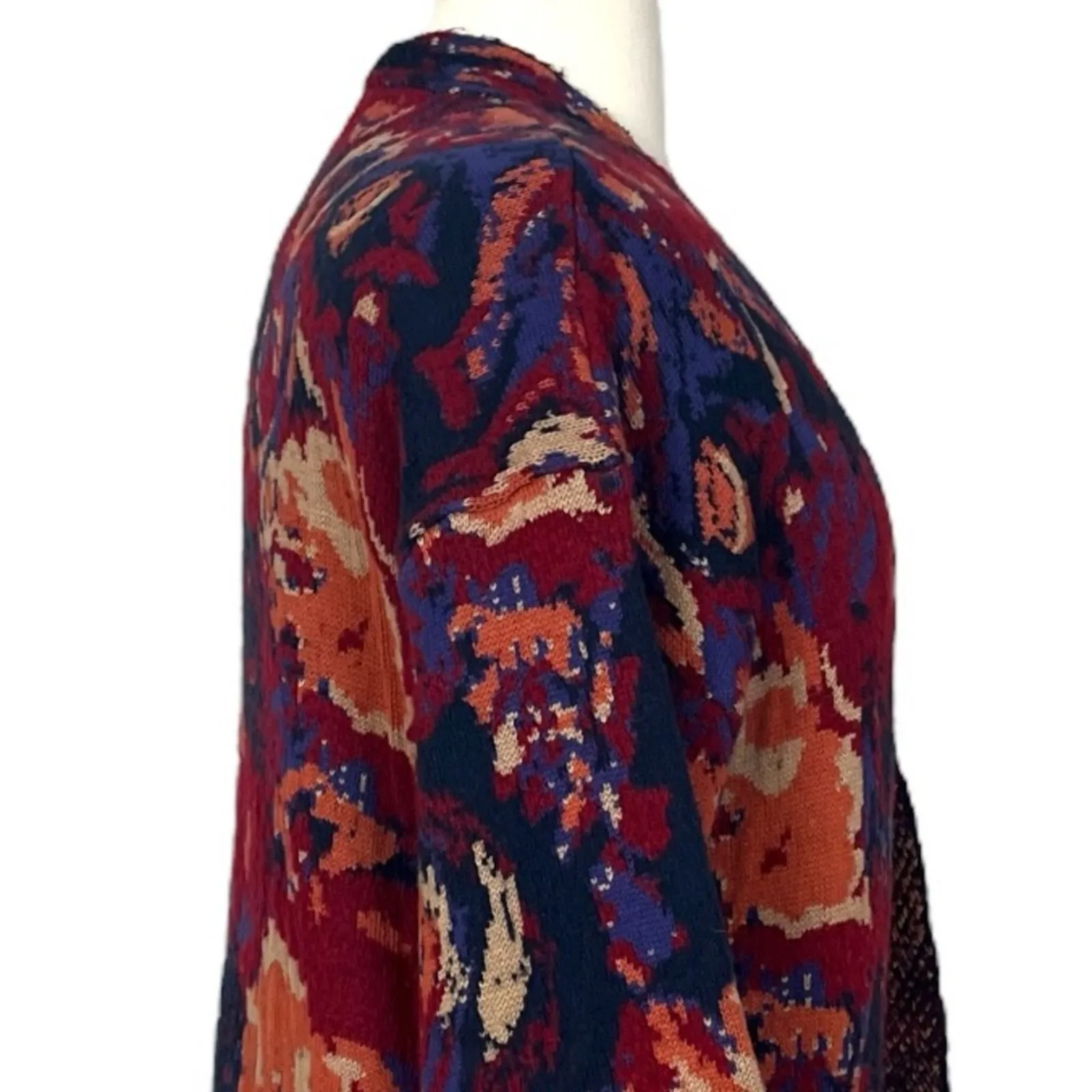Adyson Parker Cardigan Open Front Heavy Knit Blue Red Multi Women’s Size 3X - Image 7
