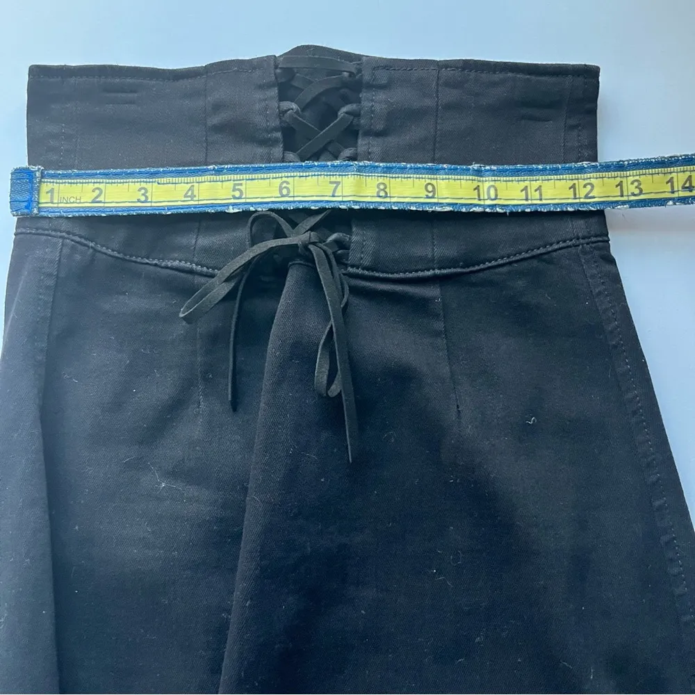 Express Tie Lace Up Stretch Pencil Knee Length Mini Skirt Black Small XS 2 - Image 6