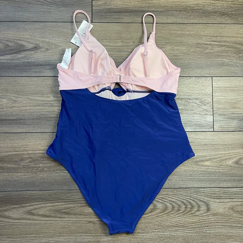 Cupshe Two Tone Cutout‎ One Piece Swimsuit Women's  XL Tummy Control Twisted NEW - Image 4