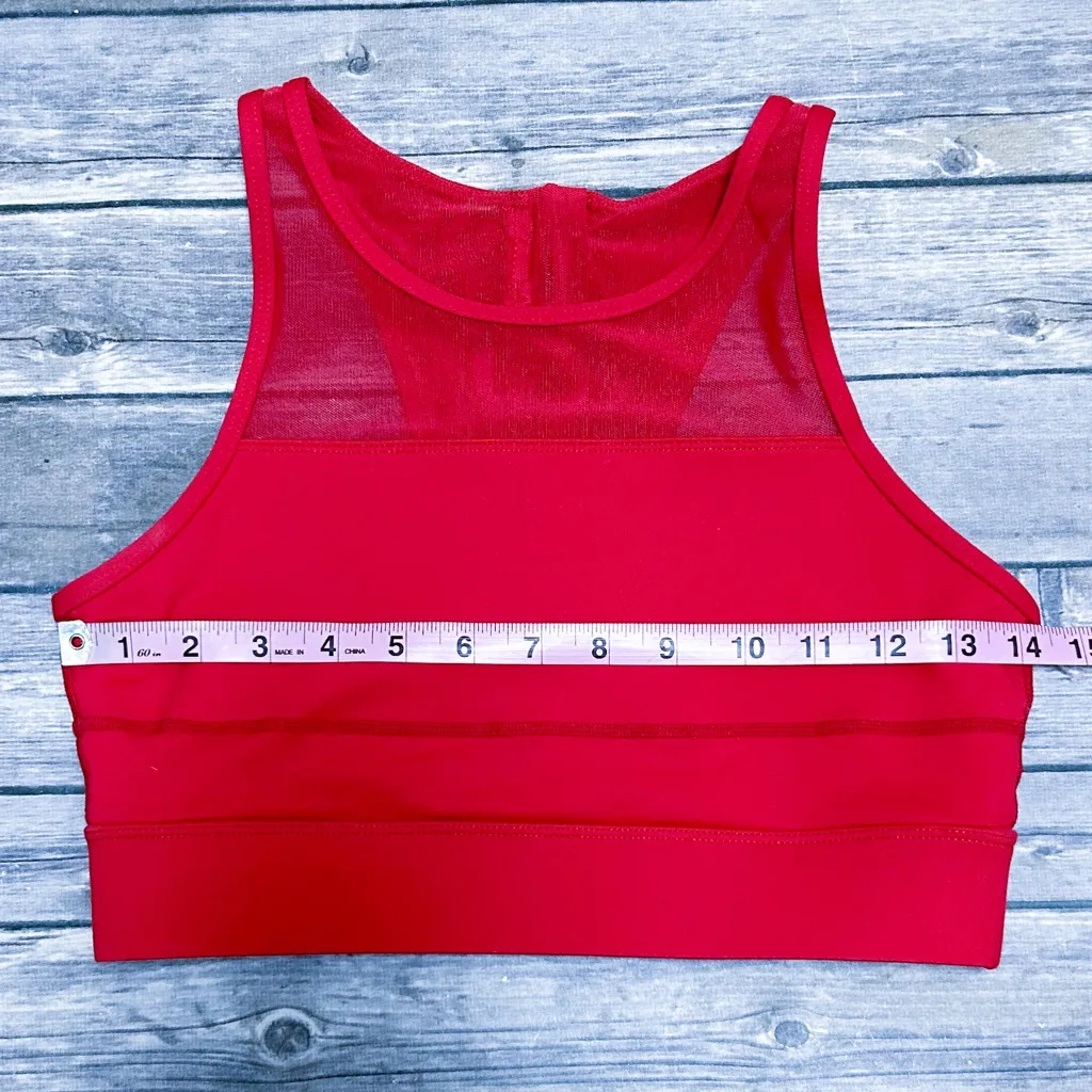 Zyia Active Red Sheer Mesh Paneling Back Zip Up One More Rep Sports Bra Medium - Image 7