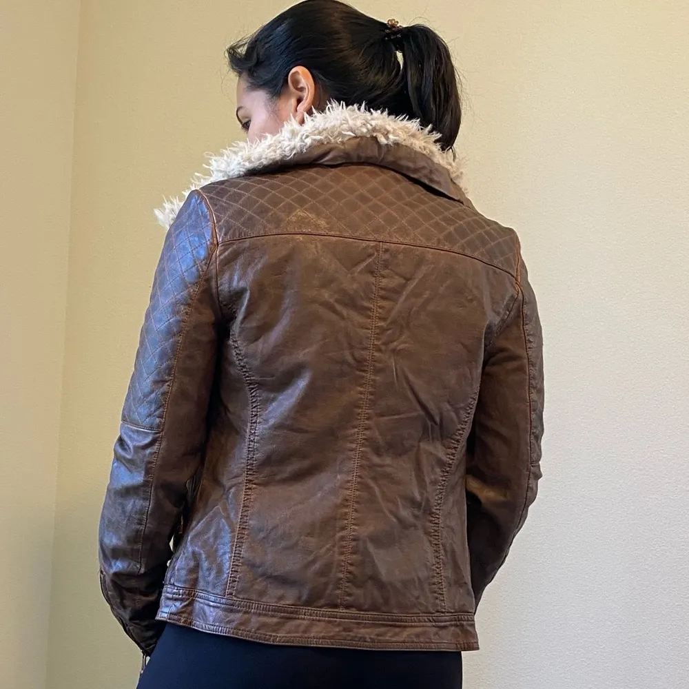 ZARA  leather shearling jacket - Image 7