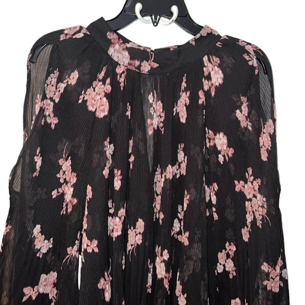 City Chic Black  Floral Budding Romance Long Sleeve Hi Low  Top Size L/20 ( 3X ) - Image 3