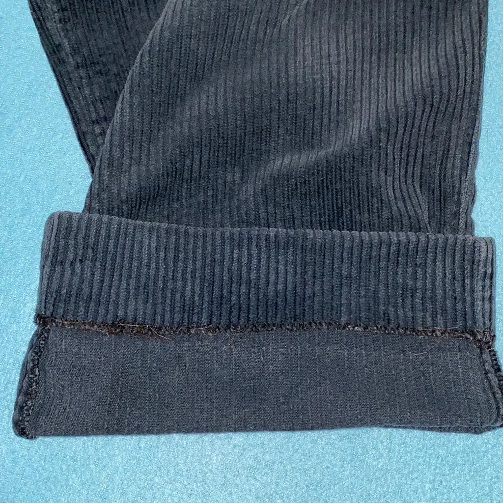 YACHENG corduroy high rise wide leg forest green button zipper closure size 34 - Image 16