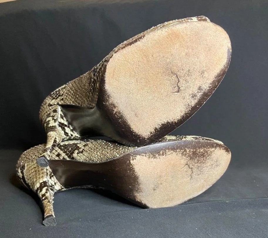 Snakeskin Reptile Print Stuart Weitzman Peep Toe Pumps Size 7.5 - Image 4
