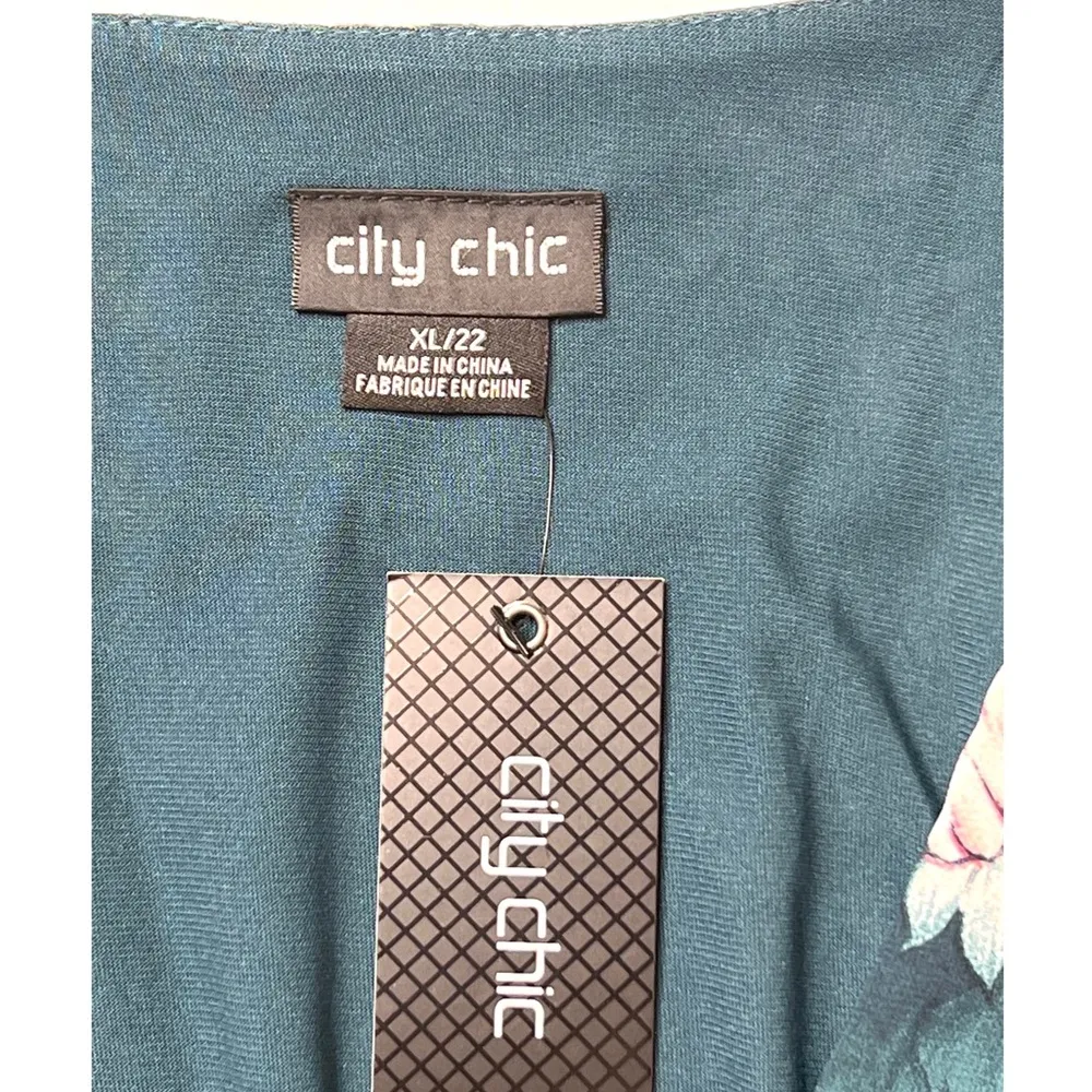 City Chic Emerald/Petal Print Jade Blossom Wrap Dress Sz XL/22 Plus Size… - Image 11