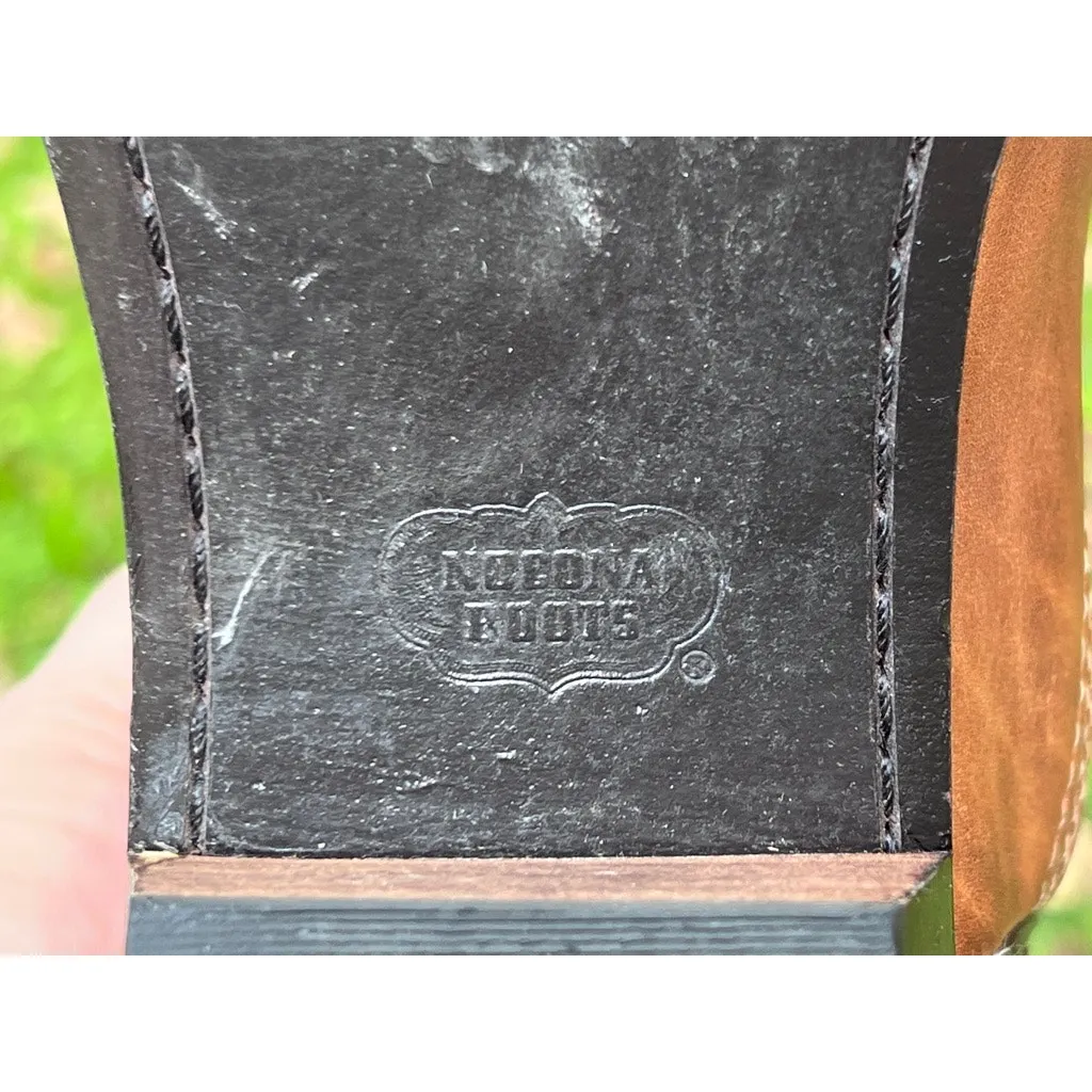 Women's Nocona Deertanned Cow Leather Lantana Cowboy Boots NL1600 size 11B Tan - Image 13