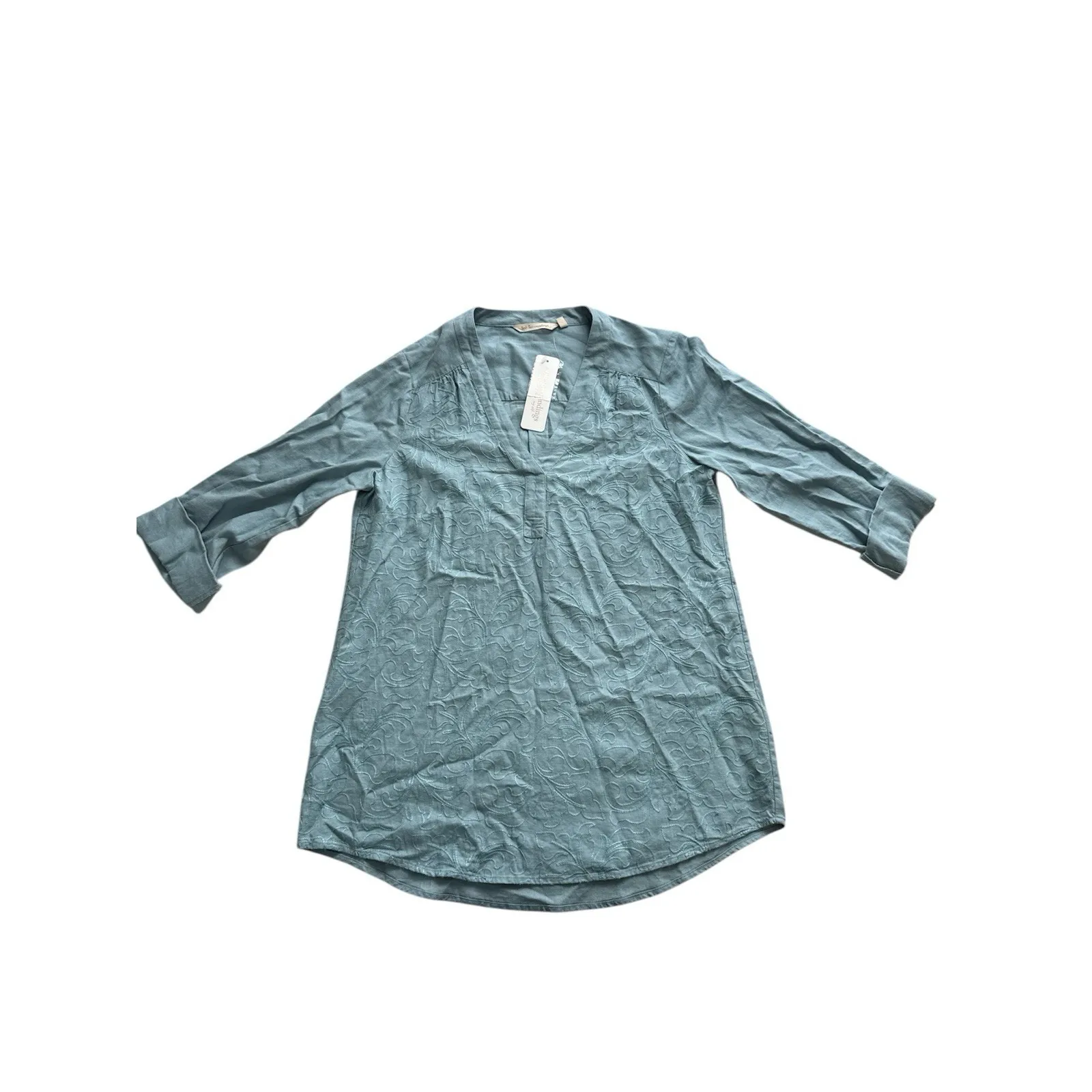 NWT Soft Surroundings Lillith Top Womens SP Small Petite Slate Blue Tunic Linen - Image 2