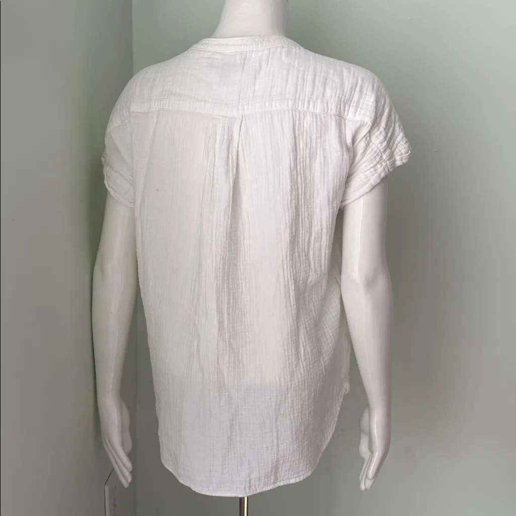 Quince Organic Cotton Gauze Roll Sleeve Top White small - Image 6