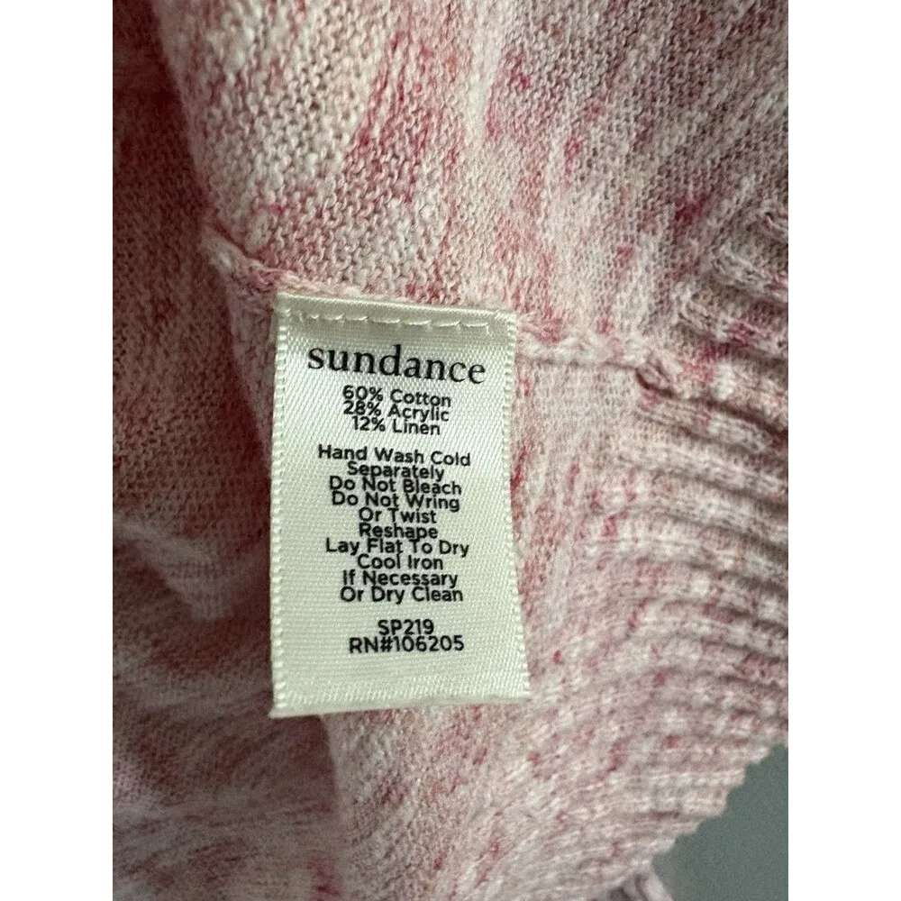 Sundance Cardigan Sweater Womens XS Red White Open Front Oversize Cottagecore - Image 8