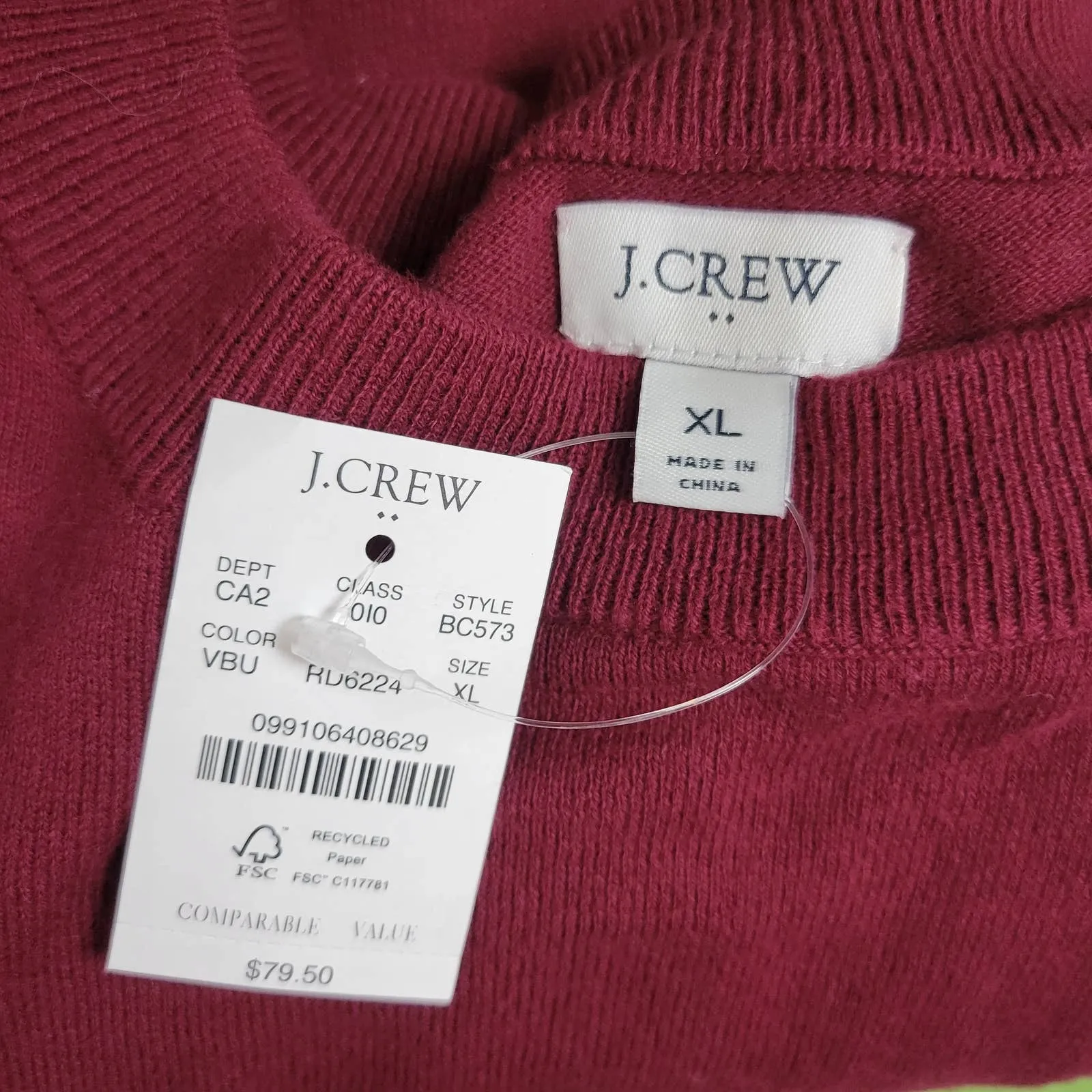 J. Crew Women's Sweater XL Red Puff Sleeve Classic Fit Rhinestone Pullover‎ NWT - Image 7