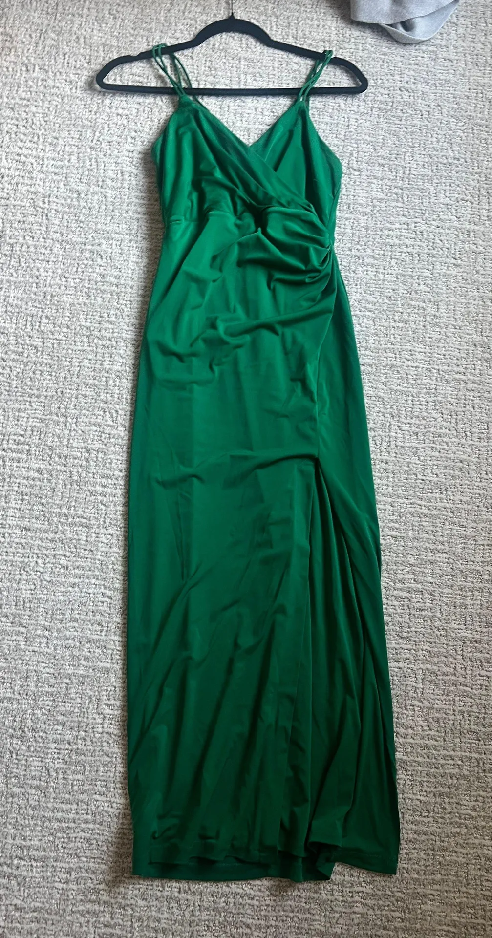 Nadia green low cut high slit spaghetti strap maxi dress 4 XS - Image 8