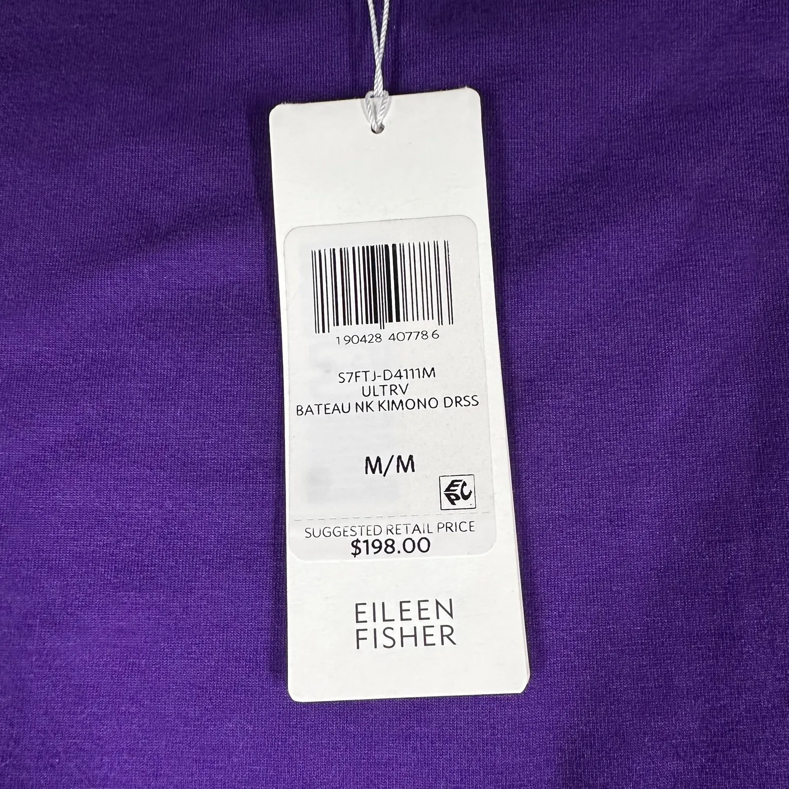 Eileen Fisher Dress Womens Medium Purple Tencel Jersey Bateau Kimono Shift - Image 9