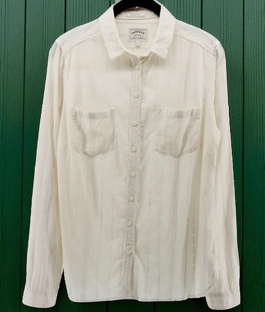 Fatface Ivory Embroidered Long Sleeve Buttonup Rodeo Cowgirl Peasant XS/S - Image 1