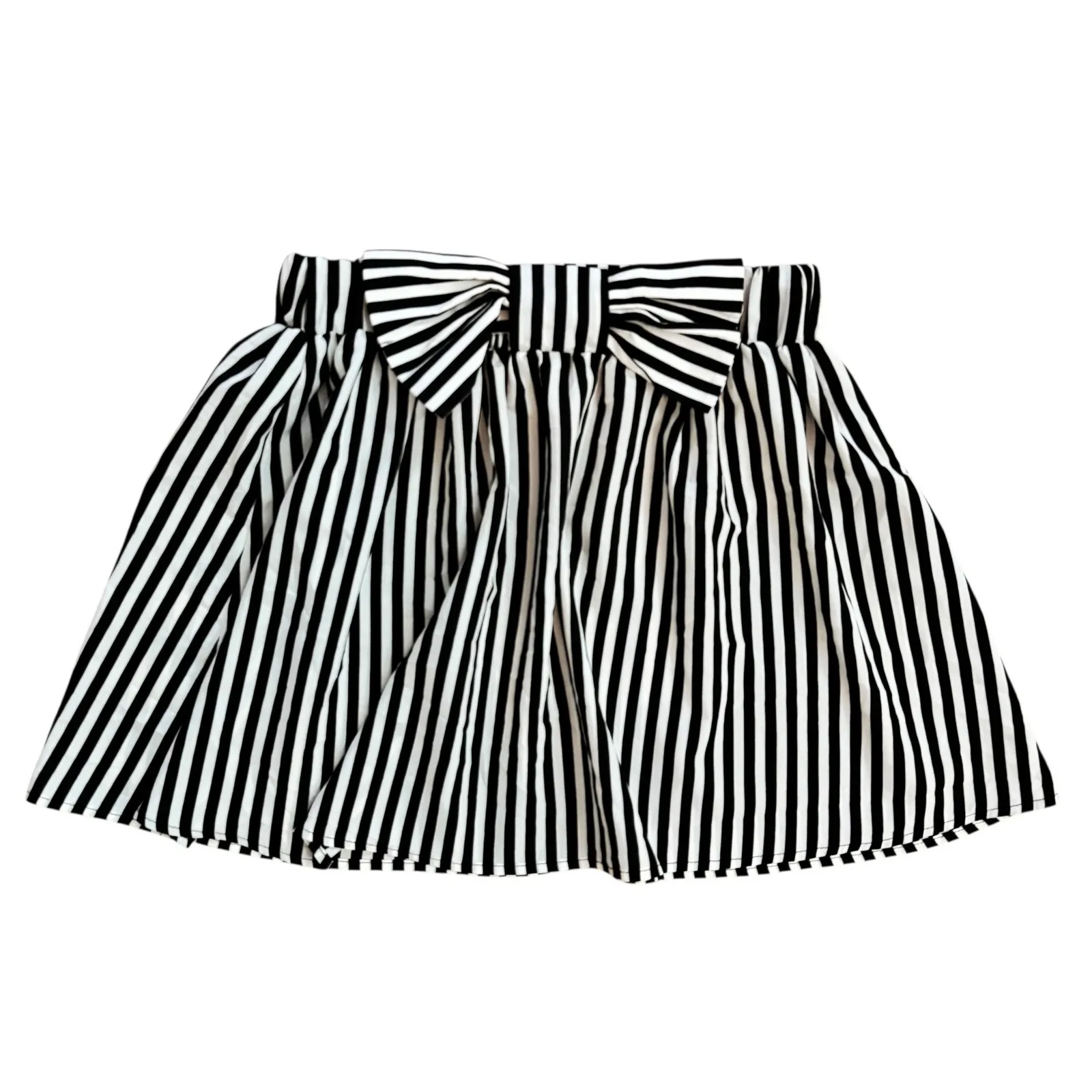 Love Culture Striped Mini Skirt Bow Tie‎ High Waist Party Black White - Image 5