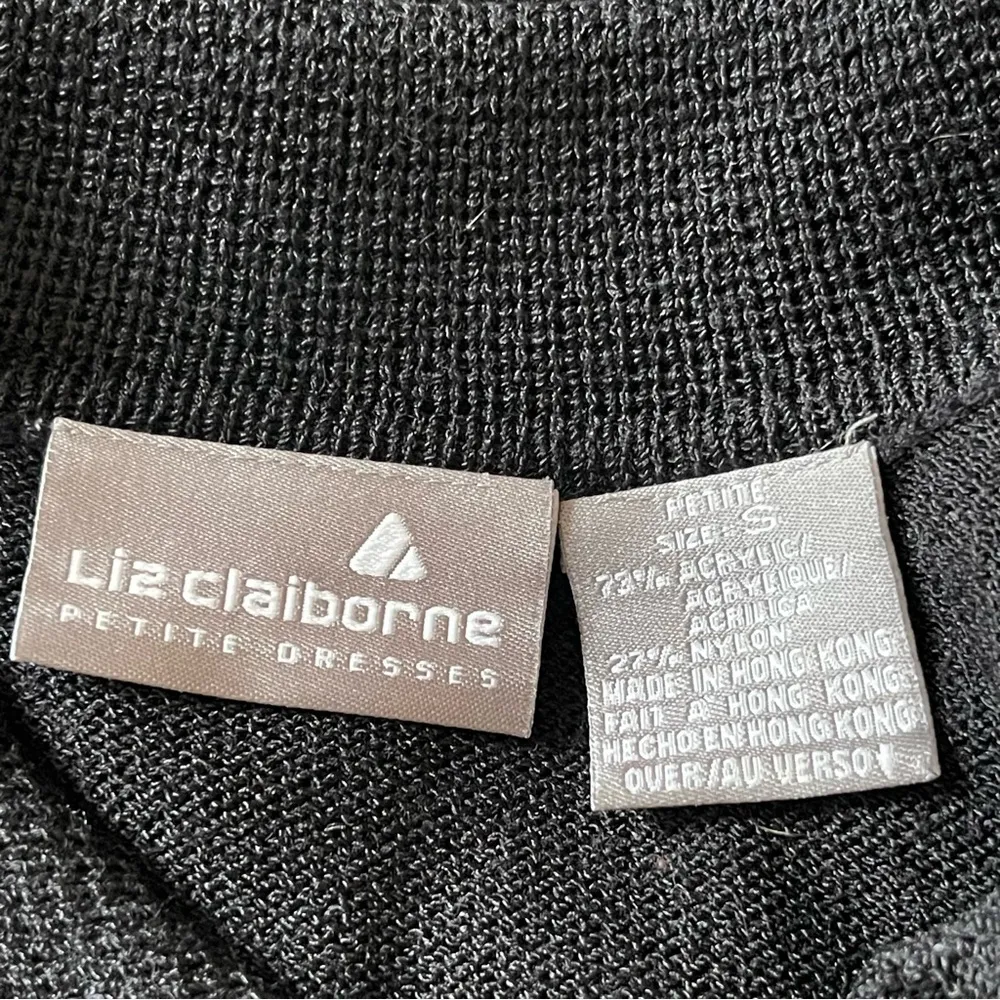 Liz Claiborne Vintage Women’s Dress Size SP Santana Knit Animal Print Button 90s Black - Image 8