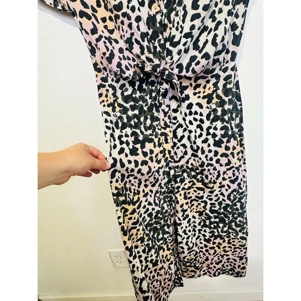 VERONICA BEARD Multicolored Printed Animal Print Silk Amani Watercolor Dress 2 - Image 6