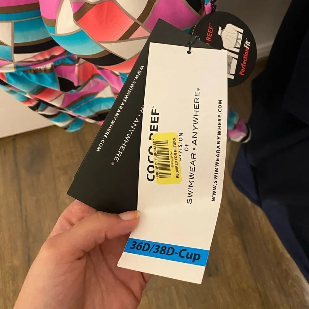 Coco Reef Abstract Geometric Pattern Halter Tankini - Image 5