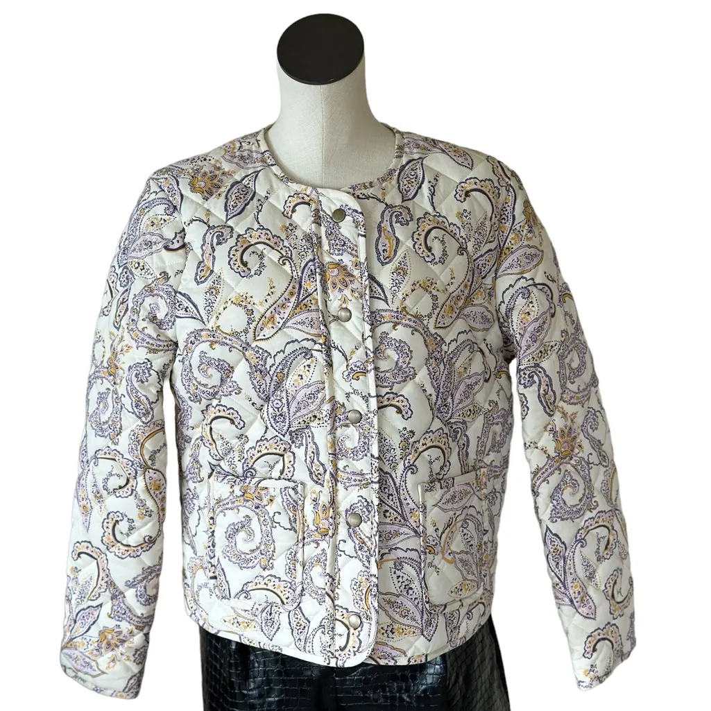NWT Rachel Zoe  Quilted Crop Zip Paisley Floral Print Jacket Vintage Y2K - Image 2
