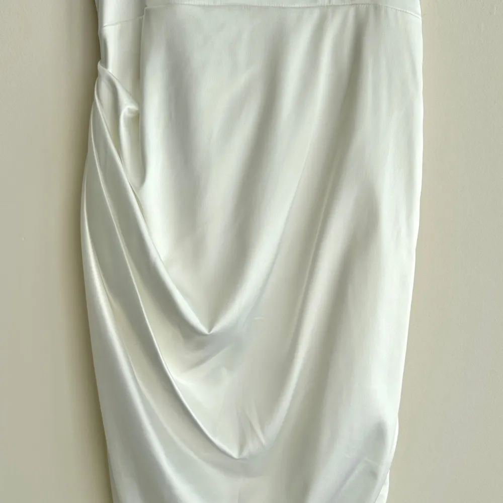 Satin Inspired Silky Midi Cowl Neck Dress, Bridal Shower Graduation Dress, S/M White Size undefined - Image 13
