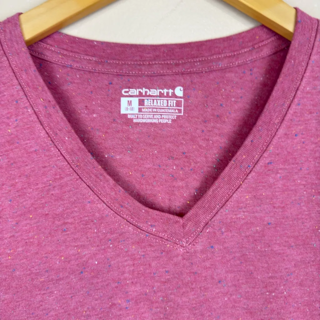 Carhartt Women’s Pink T‑Shirt Size M Relaxed Fit Hardworking People - Image 2