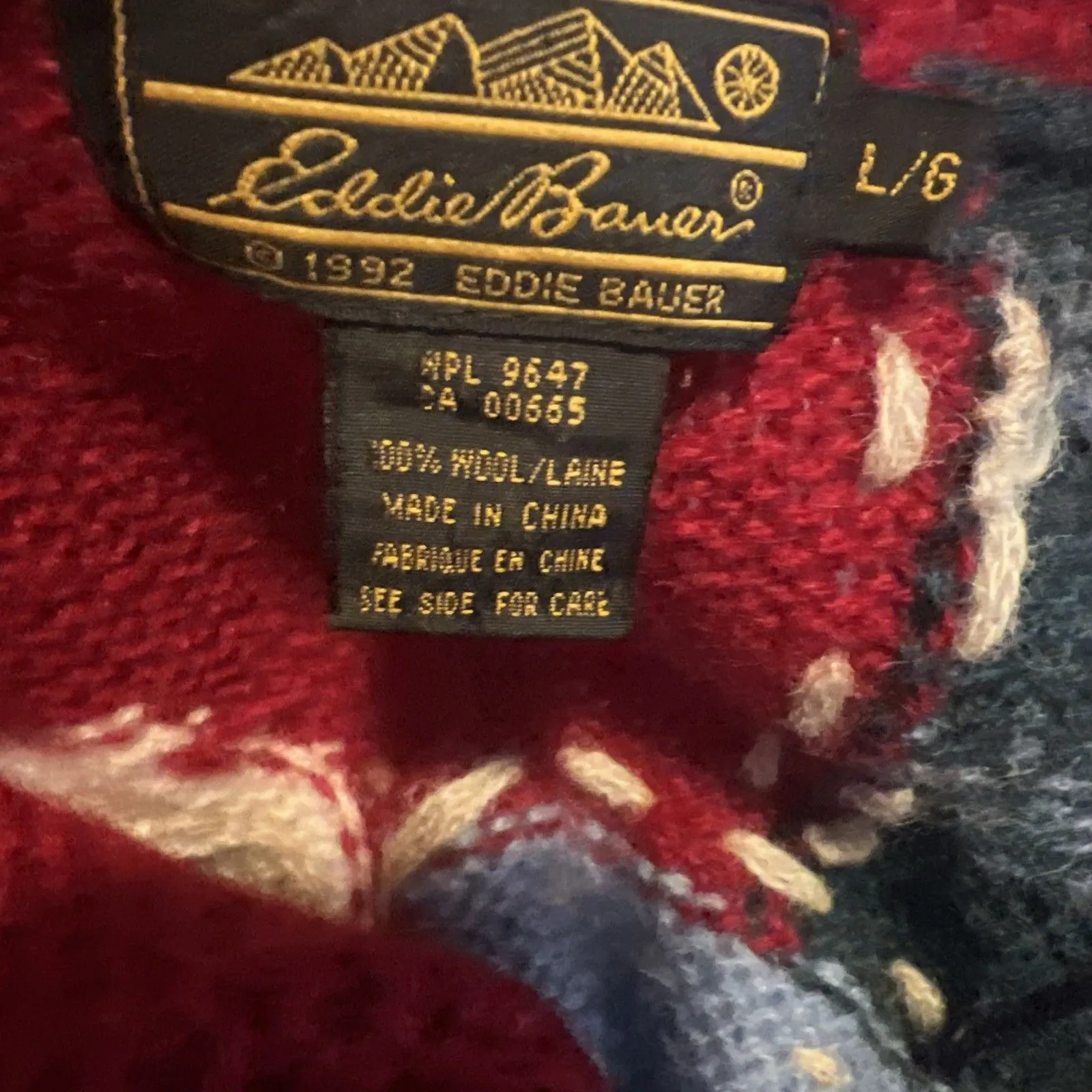 Vintage Eddie Bauer Women’s Sweater Vest Large 100% Wool Americana Patchwork Art - Image 4
