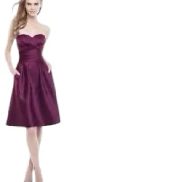 Bill Levkoff Strapless Purple Satin Pleated Cocktail Dress Sz 10 Lined in GUC - Image 3