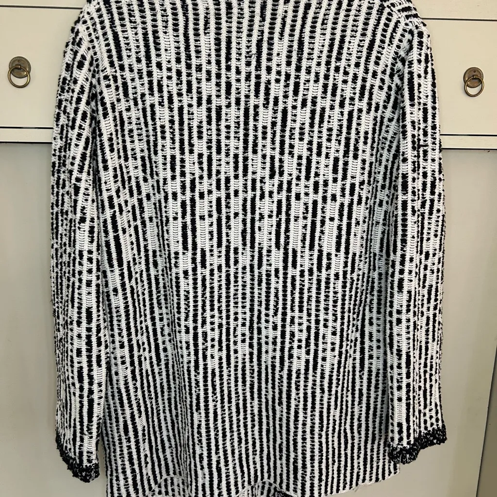 Zara Structured Knit Bloggers Favorite Black and White Blazer Jacket Oversized M - Image 7