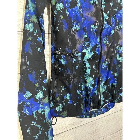 Fabletics Ninety Six Windbreaker Blue Lava Full Zip Jacket Size‎ XXS Pockets - Image 3