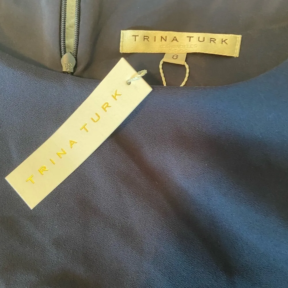 Trina Turk Epoch Sleeveless Belted Back Cape Jumpsuit in Indigo size 8 NWT - Image 4