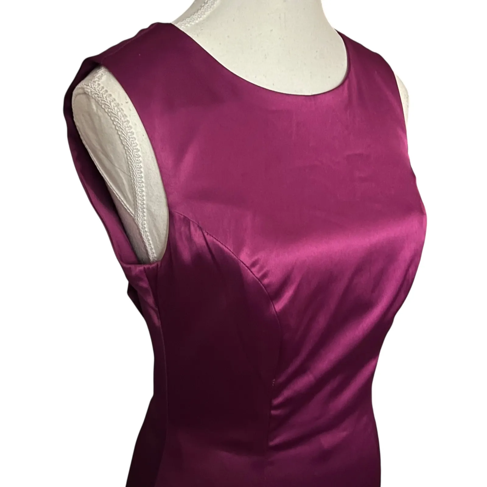 Passager Womens Dress Sleeveless V Back Bow Party Cocktail Burgundy Purple Small - Image 2