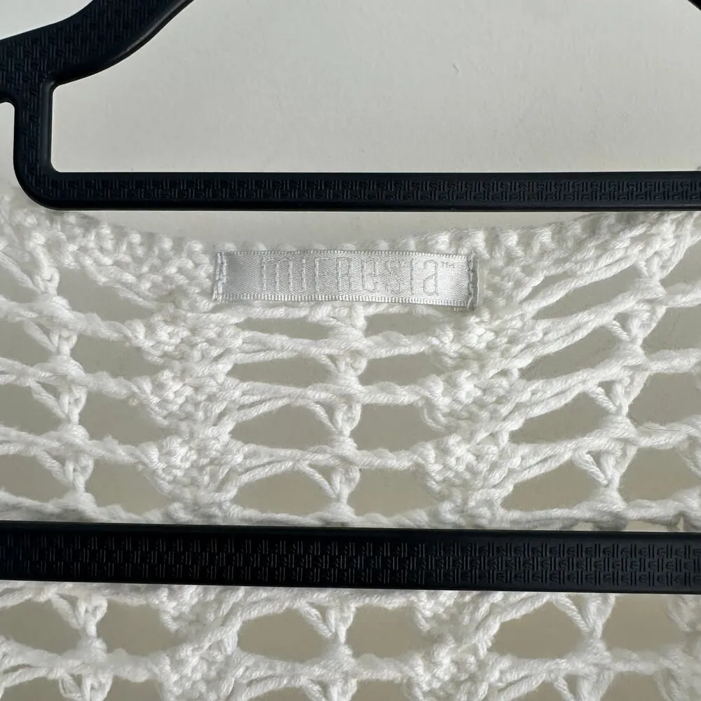 Crochet Cardigan Top Womens S/M White Boho Cottage Festival Coachella Cowgirl Size M - Image 12