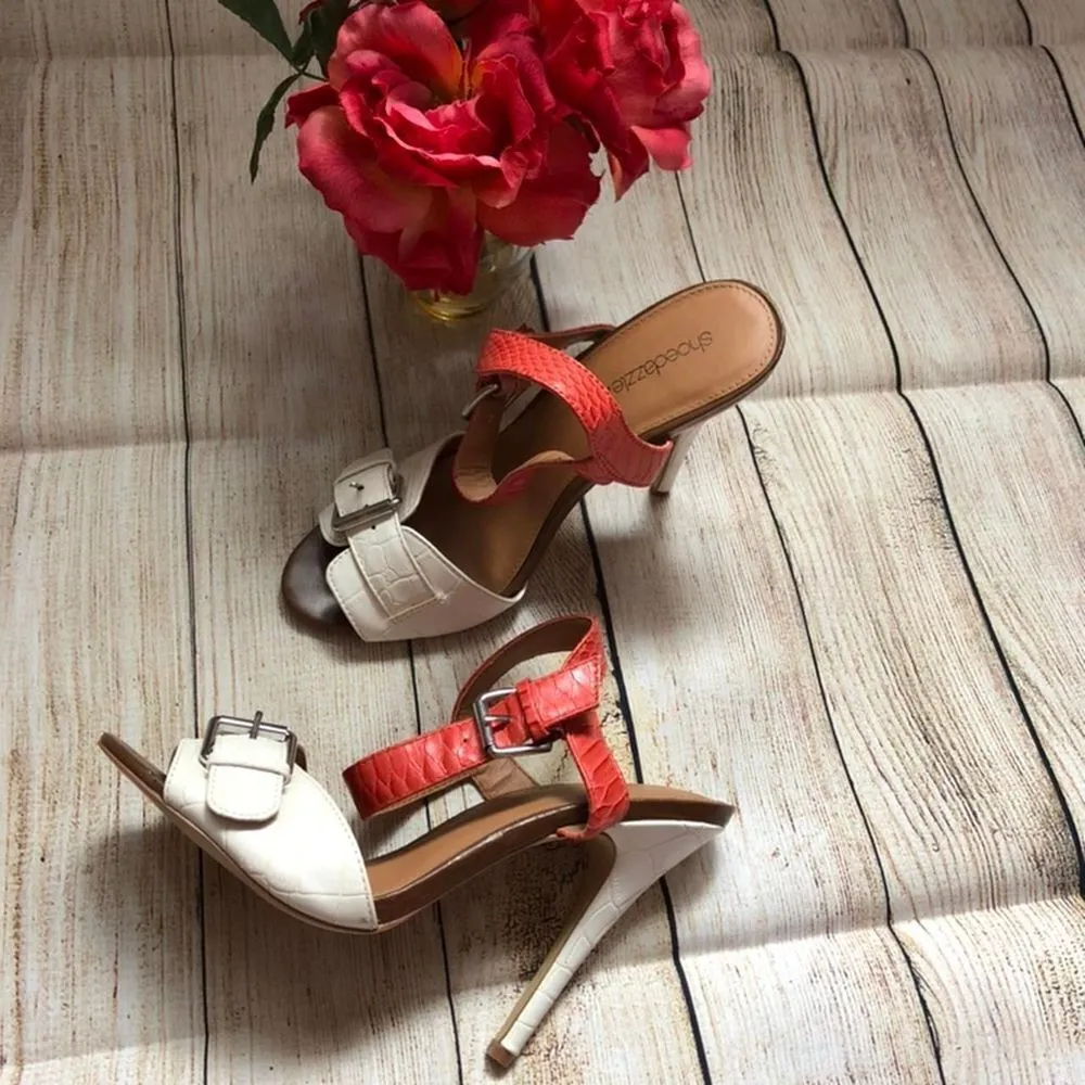 shoe dazzle heels white and - Image 2