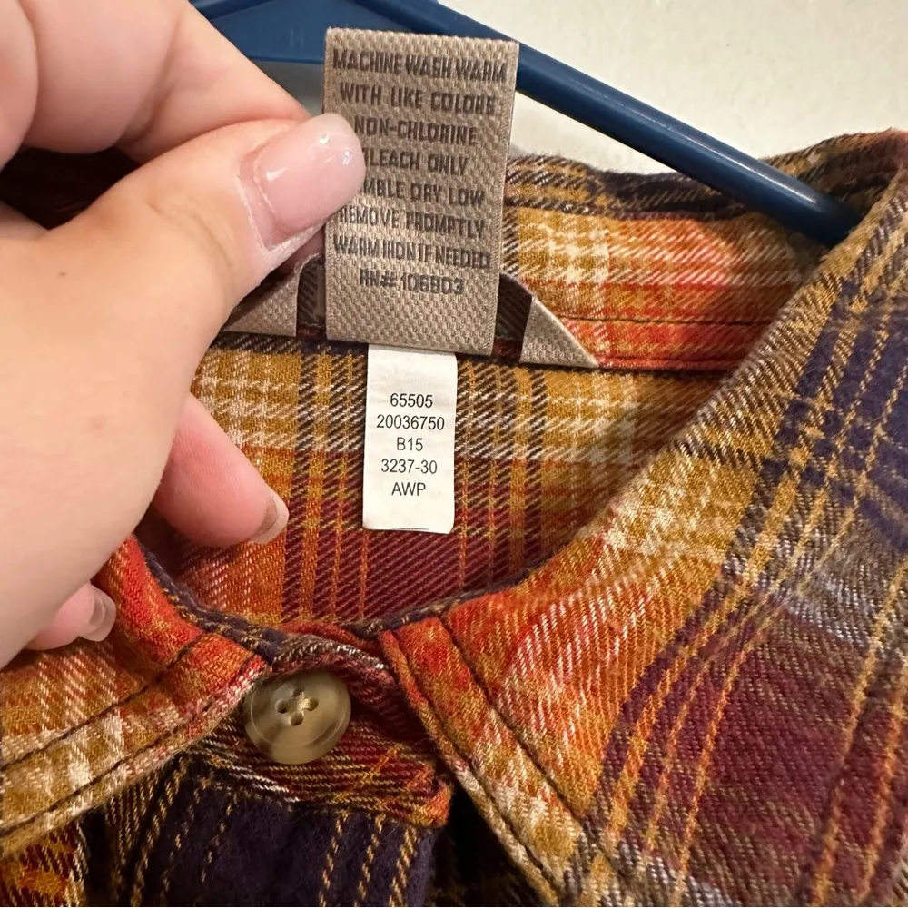 Duluth Trading Flannel Shirt Women's 2XL Plus Copper Plaid Button Up Long Sleeve - Image 3