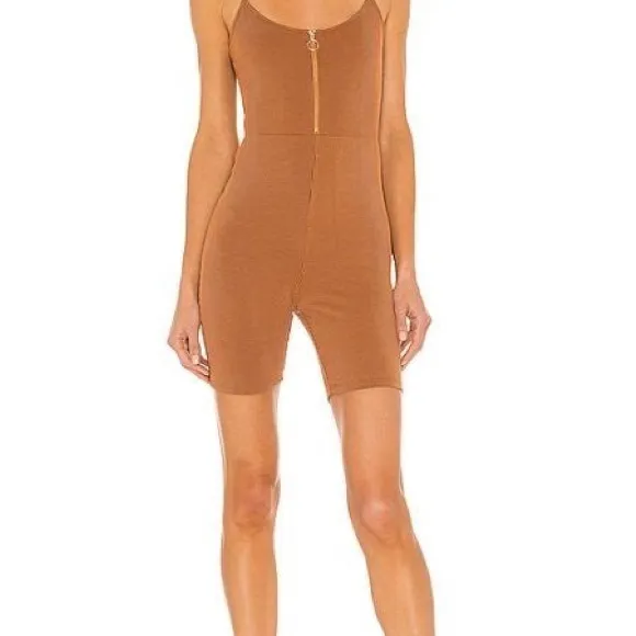 michael costello x revolve myla tan stripe bodysuit/romper - Image 2
