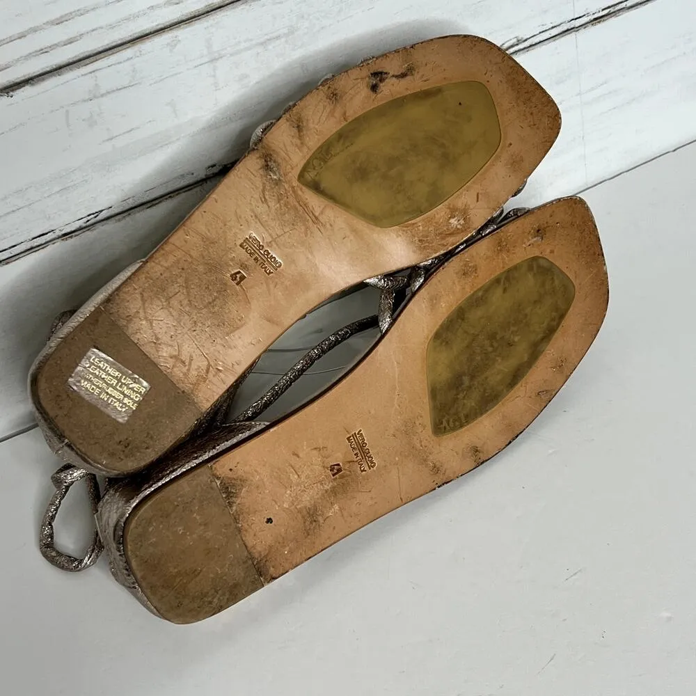 AGL Metallic Gladiator Ankle Tie Sandal Shoe Size 11 Gold - Image 9