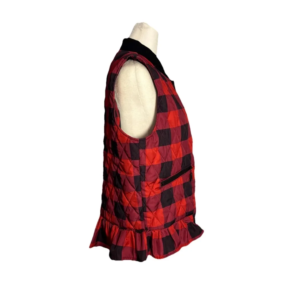 Charlie Paige Women’s Plaid Quilted Vest With Ruffle Size M - Image 4