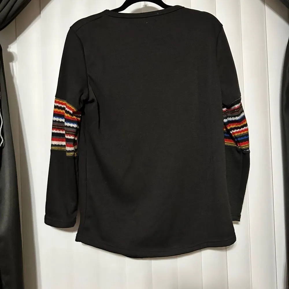 68 Dress Black sweater with front pocket with tribal like decor Size XXL - Image 4