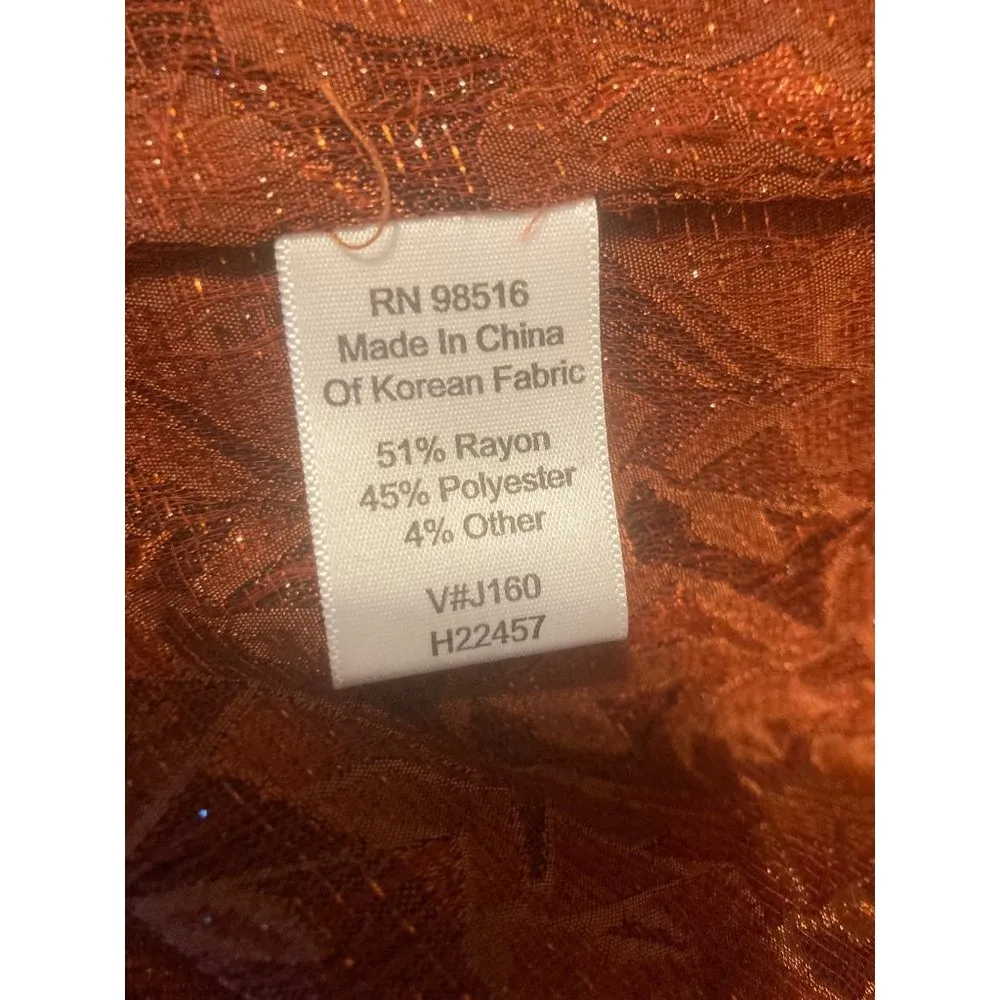 Womens Coldwater Creek Jacket Button Front Blouse Rust Orange Metallic Large VGC - Image 6