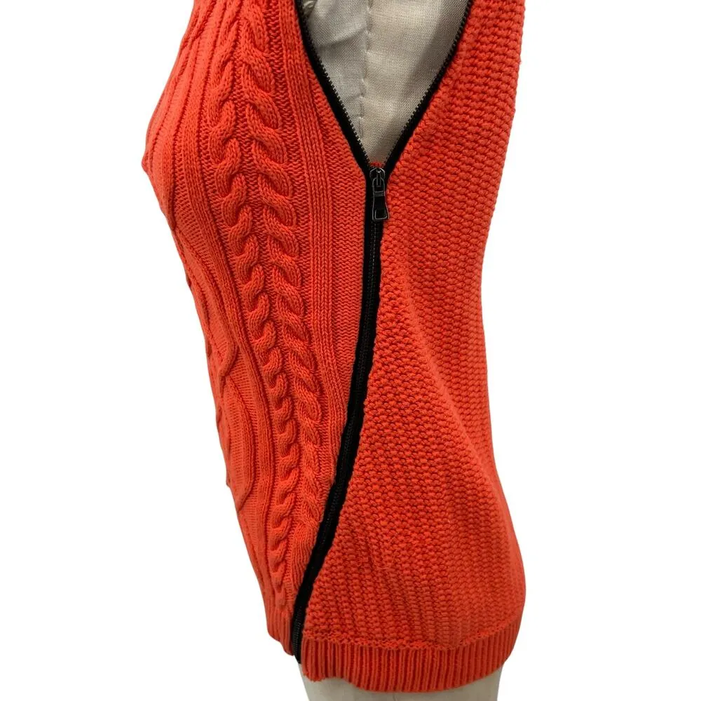 Sachin & Babi Orange Cable Knit Side Zip‎ Sweater Vest Sleeveless Size Small - Image 7