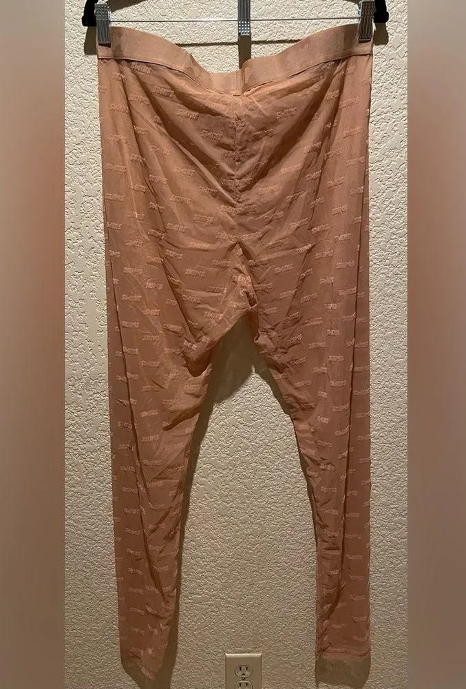 NWT Skims After Hours Sheer Leggings Logo Mesh Tights Ochre 3X - Image 7