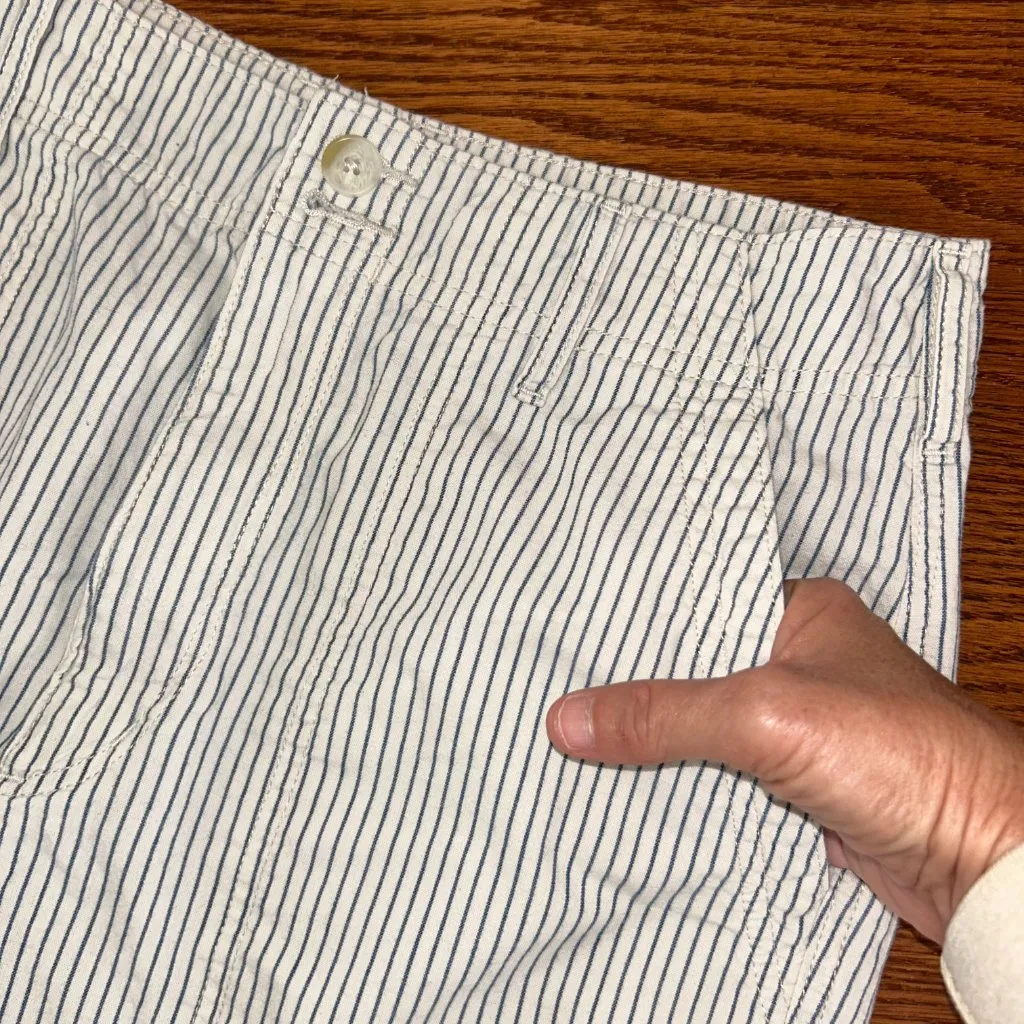 American Eagle Pin Striped Casual Chinos Soft Denim Wide Leg Pants Size 6 Preppy - Image 6