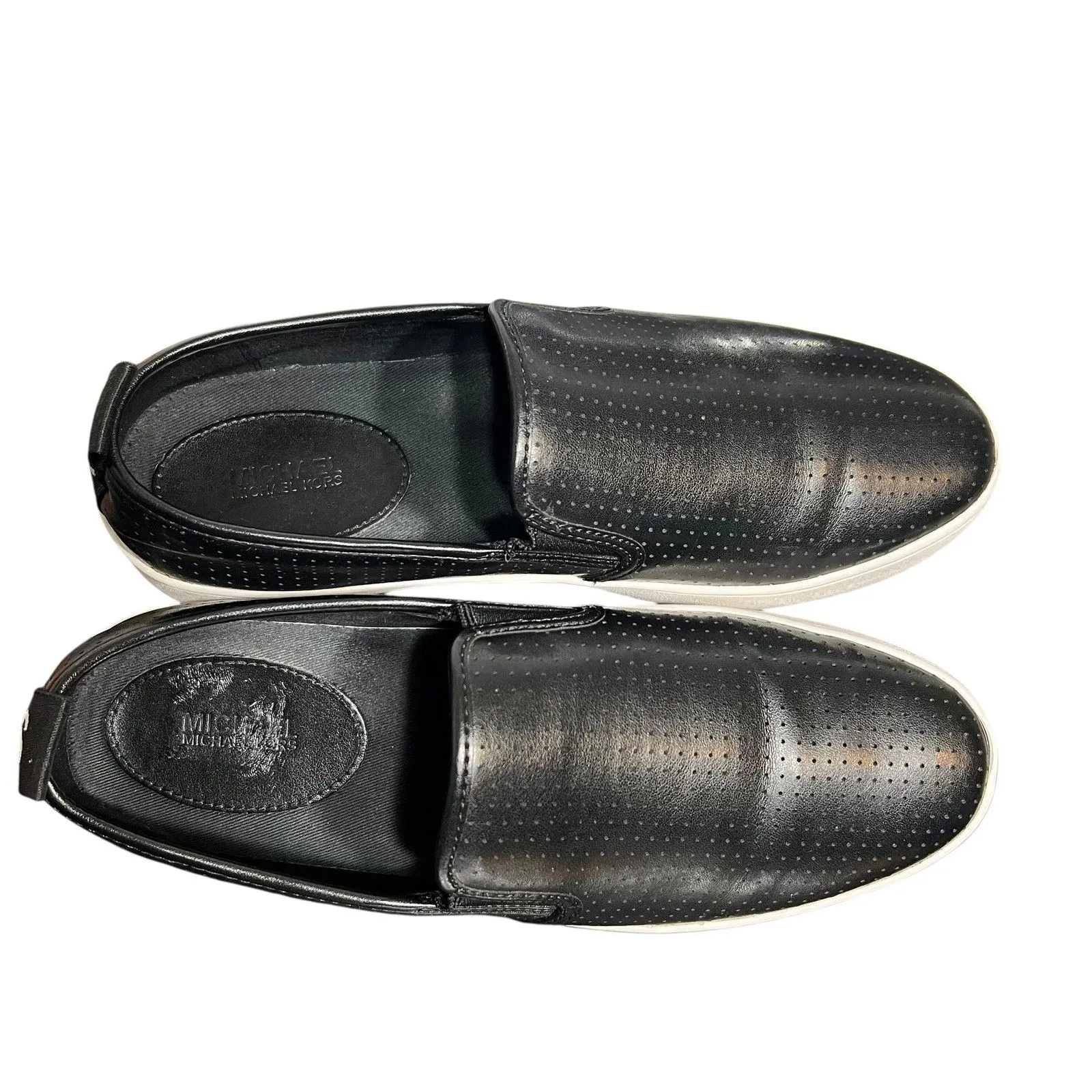 Michael Kors Slip-On Shoes Womens Size 9 Black Leather Perforated Flats Casual - Image 7