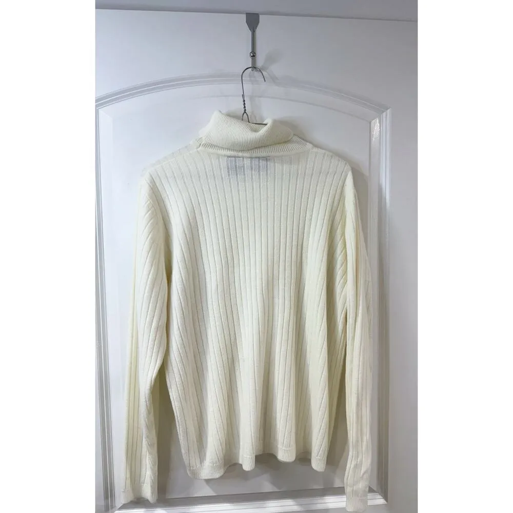 Laura Scott Cable Knit Turtleneck Sweater Women’s XL Ivory Cream Pullover cozy - Image 3