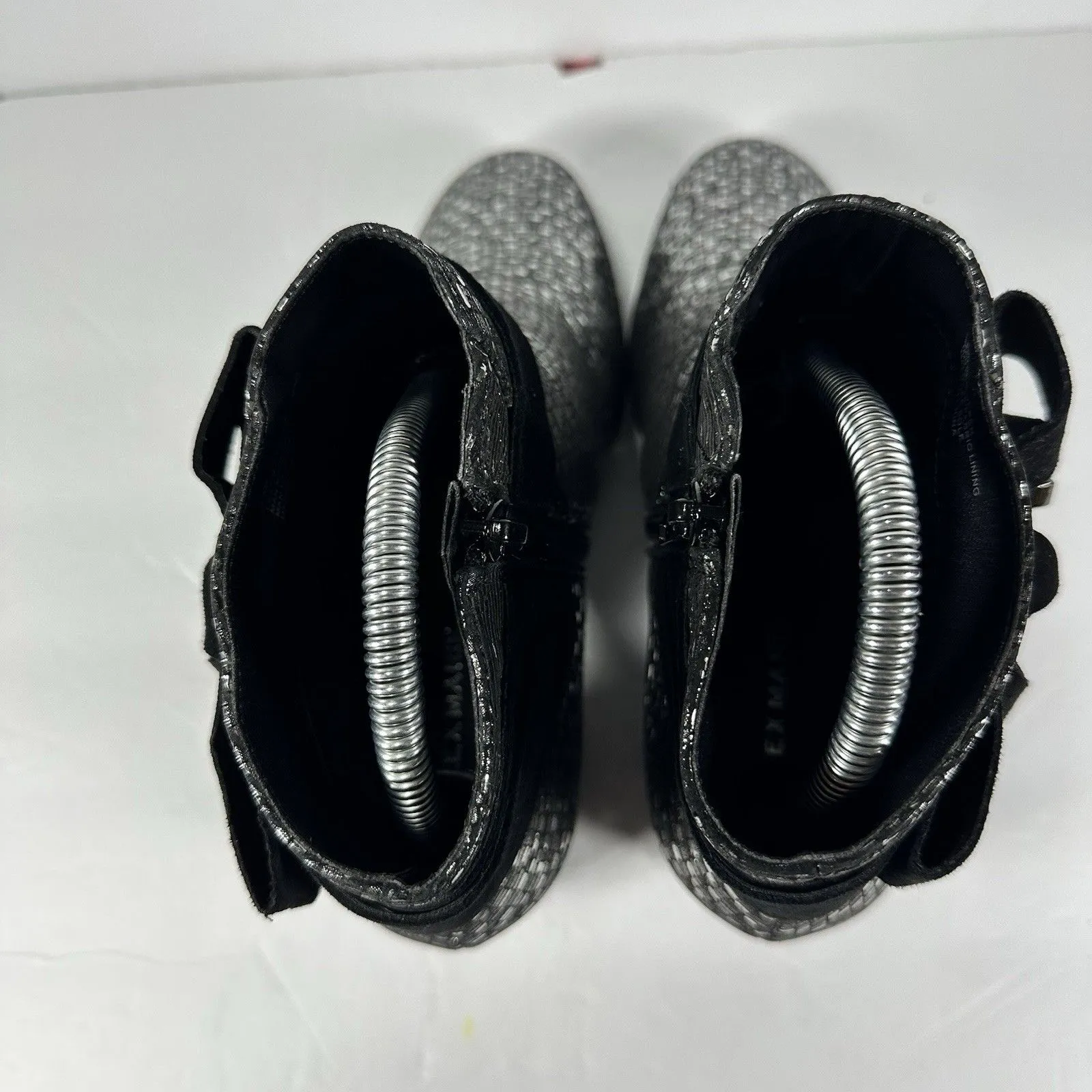 Alex Marie Silver Metallic Textured Leather Bow Ankle Boots - Size 7.5M - Image 8