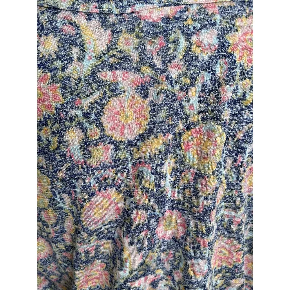 Studio B by Bobeau Scoop Neck Tank Top Plus 2X Blue Pink Floral Tie Hem NWOT - Image 7