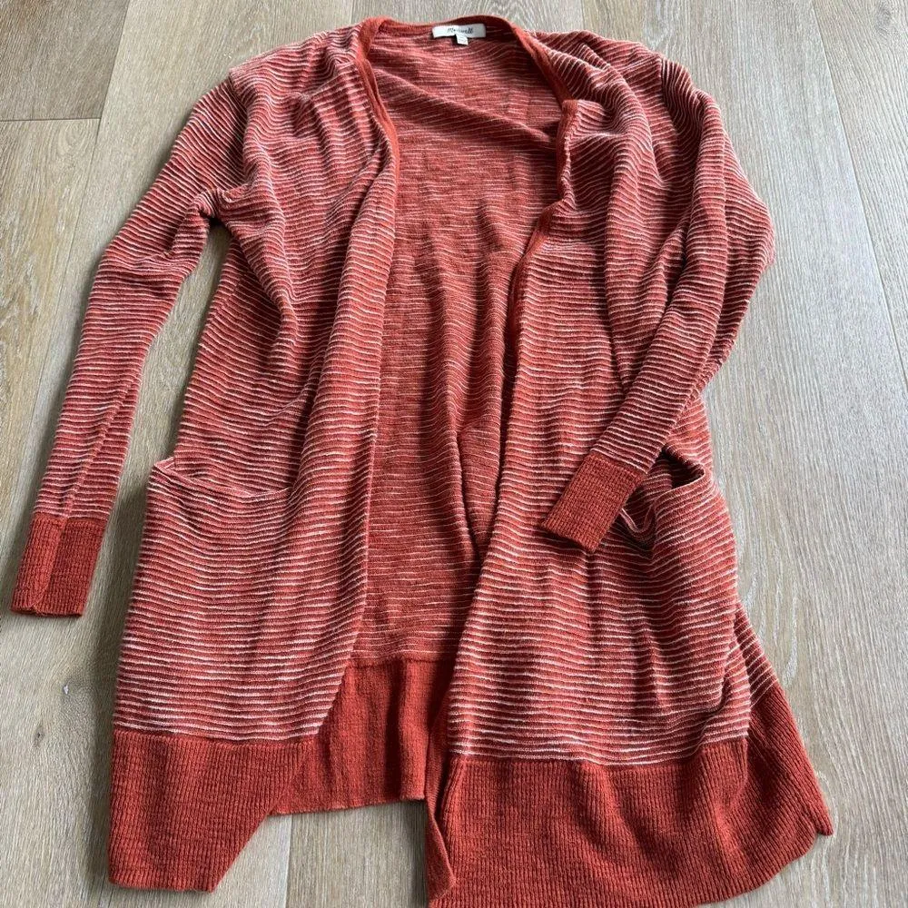 Madewell Summer Ryder Striped Rust Cardigan Sweater - Image 2