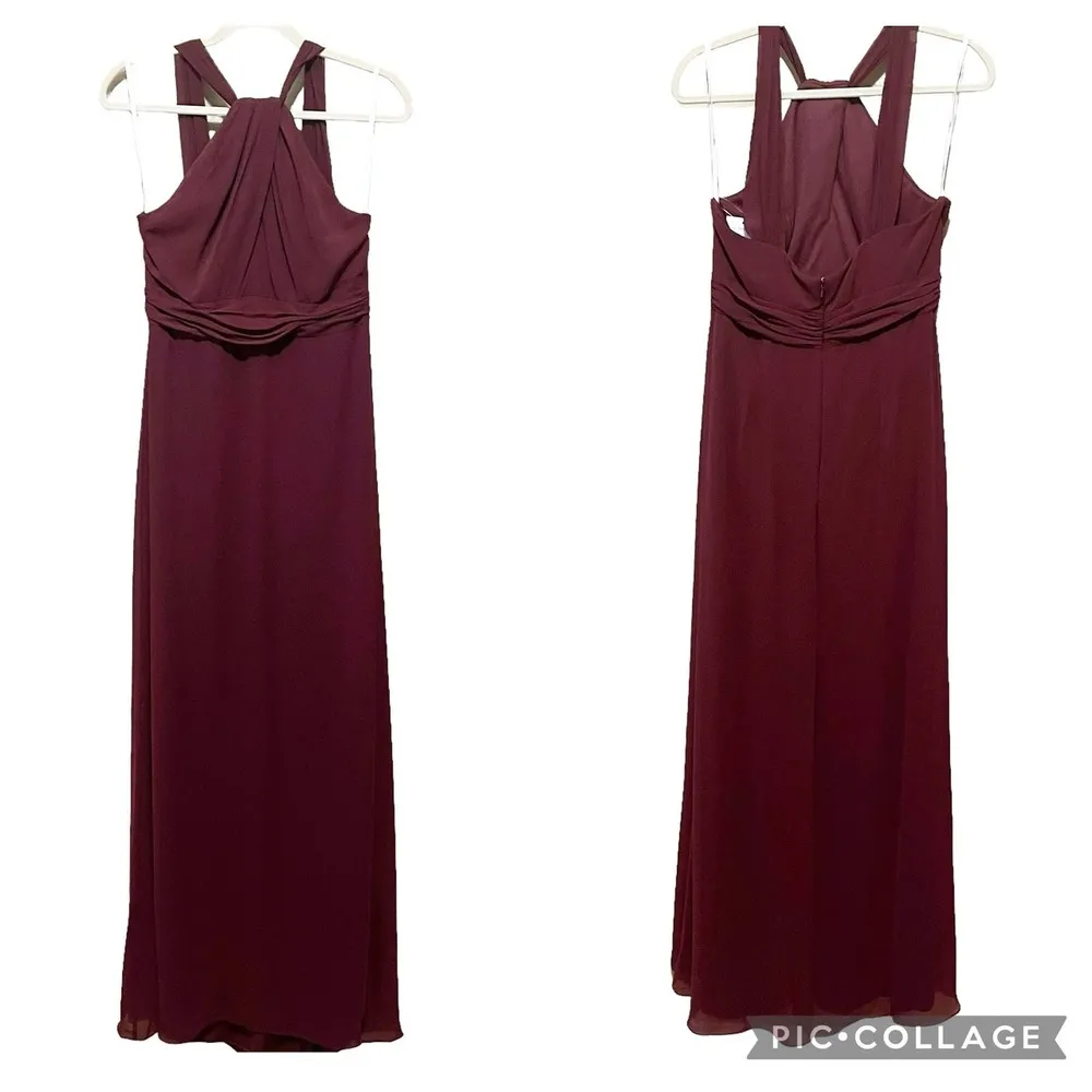 Jenny Packham NWT JP1034 Halter Chiffon Sleeveless Bridesmaid Dress Cabernet 10 - Image 4