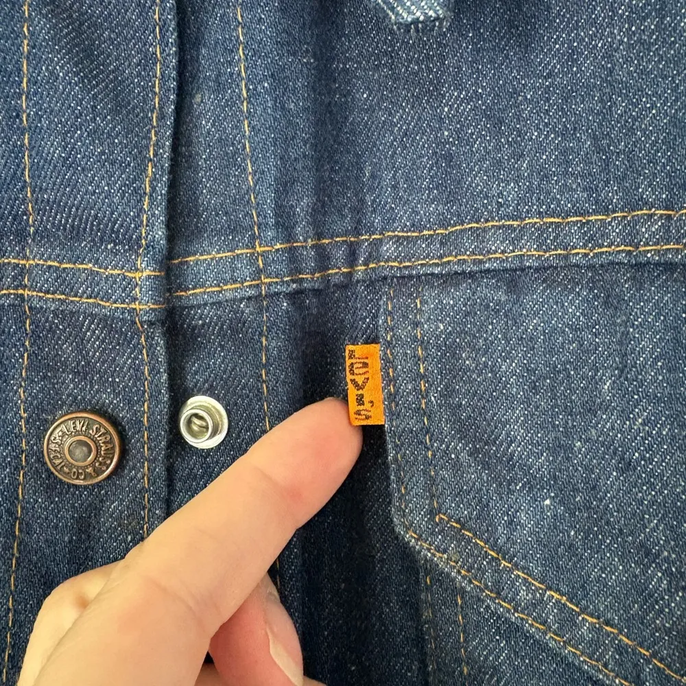 Vintage Levis 70s Orange Tab Denim Jacket Womens Medium Blue Trucker Western - Image 2